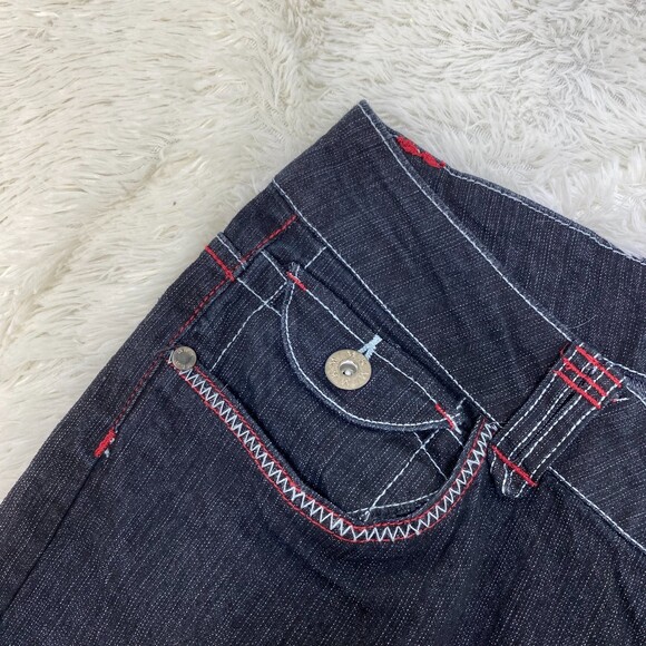 NWT MKM Designs Black Y2K Style Skull Floral Skinny Mid Rise Jeans Size 13 - Picture 8 of 11